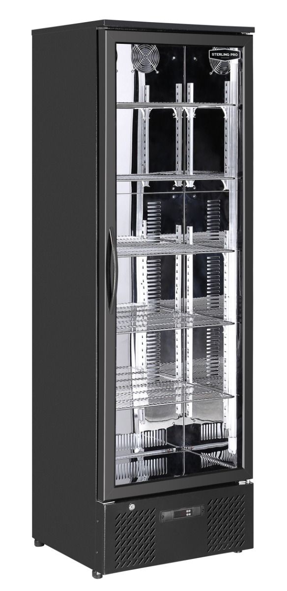 Sterling Pro Green SP110-BK Single Door Black Upright Bottle Cooler – 293L