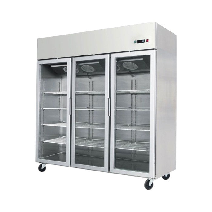 Atosa YCF9409GR Slimline Triple Glass Door Upright Freezer – Stainless Steel Commercial Display Freezer, 1390L Capacity