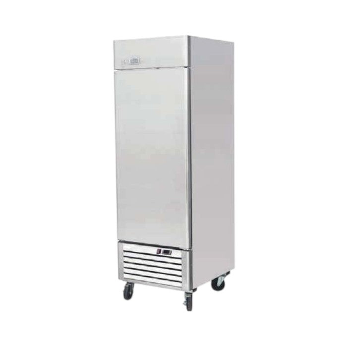 Ice-A-Cool ICE8950 Single Door Upright Fridge, 580L Stainless Steel, Fan-Assisted Cooling, Digital Temperature Display