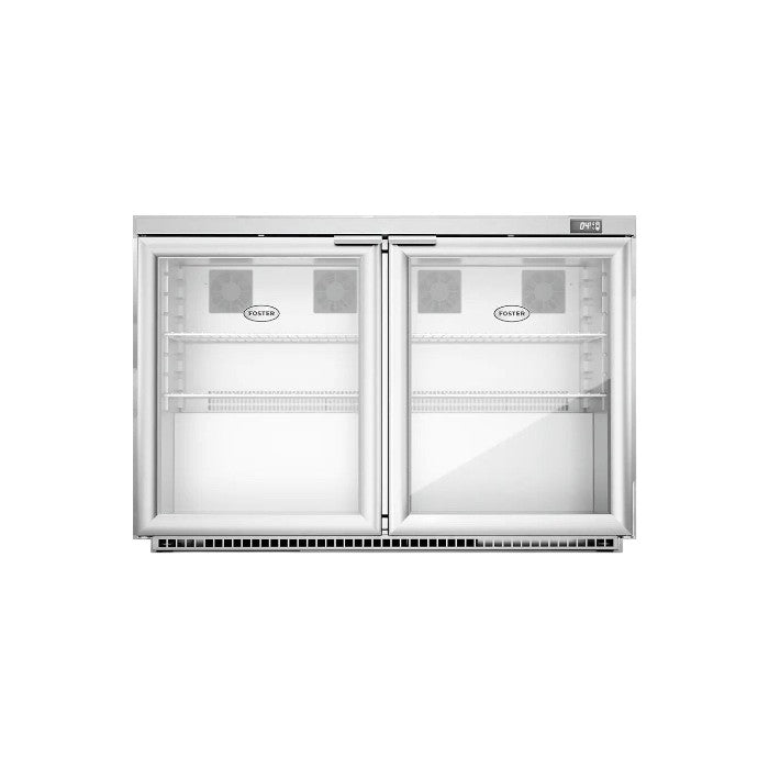 Foster HR360G/13-120 Double Glass Door Undercounter Display Refrigerator, 360L – Stainless Steel with Aluminum Interior & Digital Temperature Control