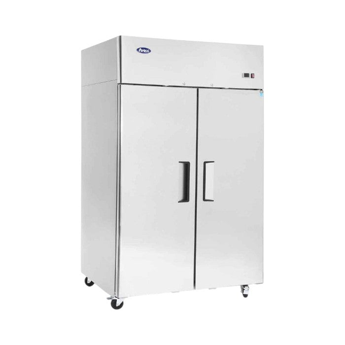 Atosa YBF9219GR Slimline Double Door Upright Freezer, 900L, Stainless Steel, Digital Temperature Display, Ventilated Cooling