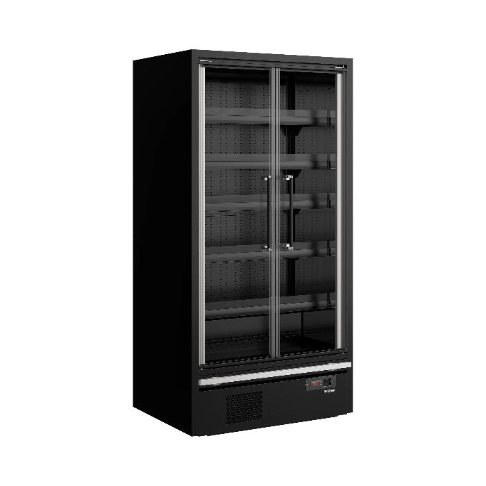 TEFCOLD Galaxy+ GP10FGD Black Multideck Display Fridge with Frameless Glass, Doors Energy Class B
