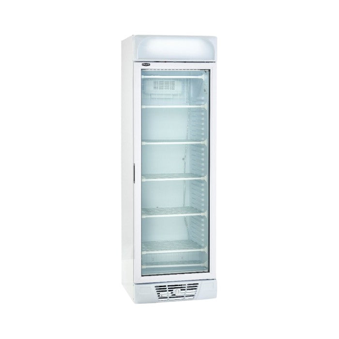 Sterling Pro Green BBVF372-HC Upright Glass Single Door Display Freezer, 382L, R290a, White