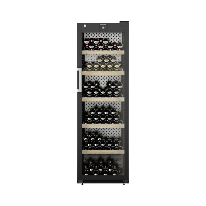 Liebherr WPbli 5231 Upright Wine Fridge, 229 Bottle Capacity, Black, +5°C to +20°C, Wooden Shelves