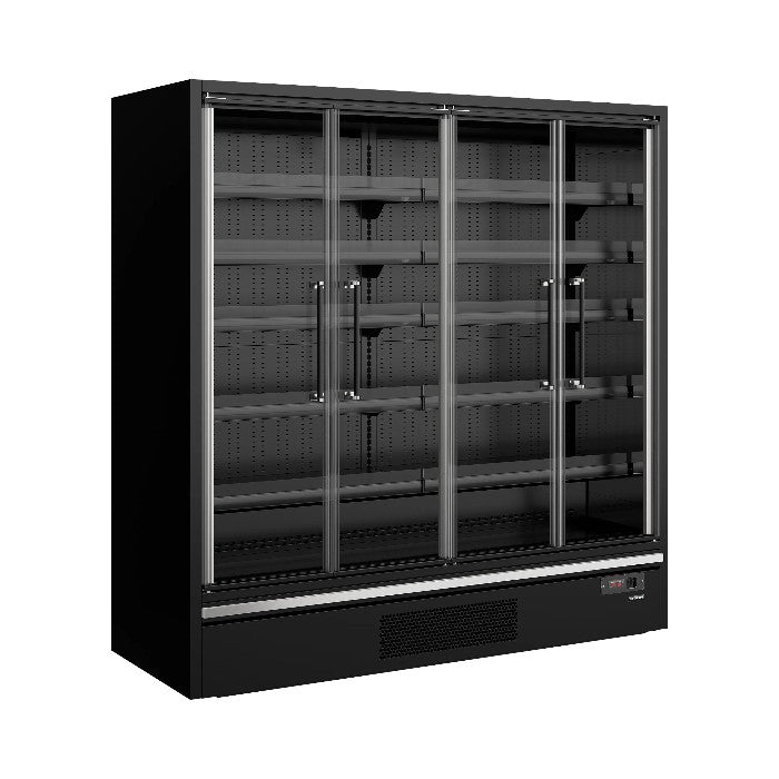 TEFCOLD Galaxy+ GP20FGD Black Multideck Display Fridge with 4 Glass Doors, Energy Class B