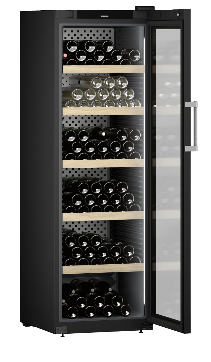 Liebherr WPbli 5231 Upright Wine Fridge, 229 Bottle Capacity, Black, +5°C to +20°C, Wooden Shelves
