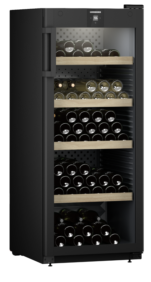 Liebherr WPbl 4601 Upright Wine Storage Fridge, 166 Bottle Capacity, Black Finish, Precision Temperature Control