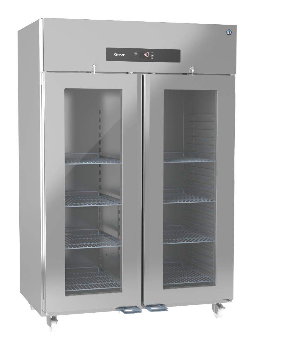 Hoshizaki Premier KG 140 C U Glass Double Door Stainless Steel Upright Display Refrigerator, 1400L, R290 Refrigerant, Energy-Efficient Commercial Fridge