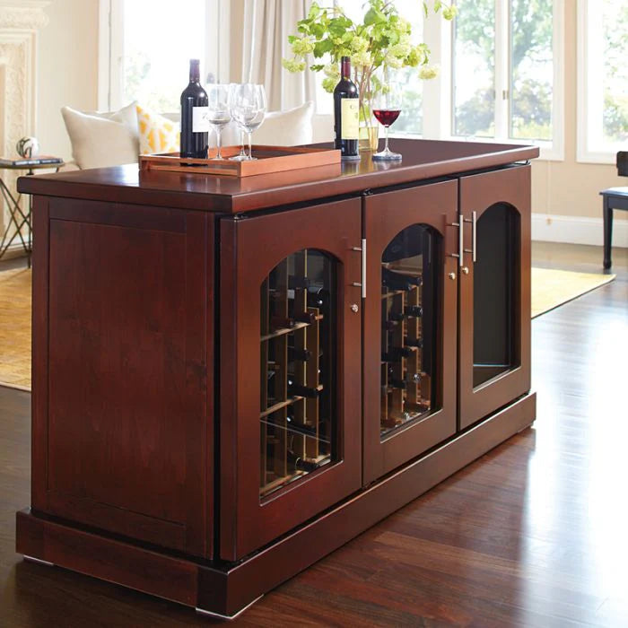 Le Cache Contemporary Credenza Wine Cabinet | Solid Wood with Cooling & Digital Controls