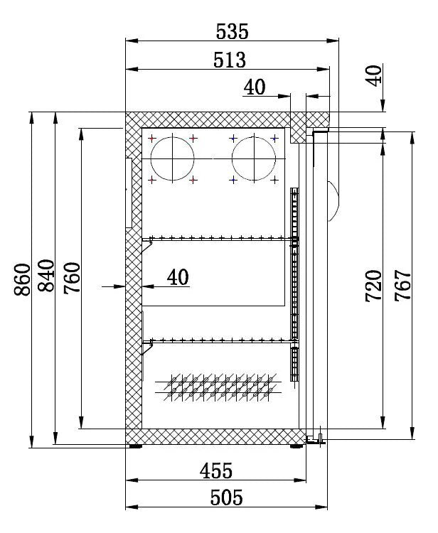 Combisteel 3-Door Black Bar Cooler – 537L Stainless Steel Interior, Lockable, +0°C to +10°C, Standard Line