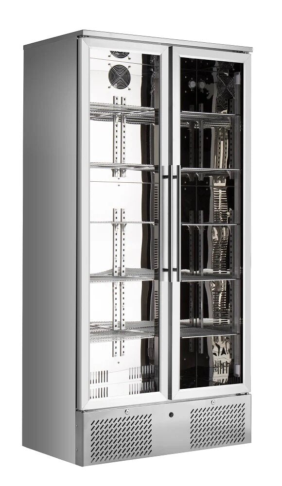 Combisteel High Back Bar Cooler, 458L Stainless Steel Double Door Drinks Fridge