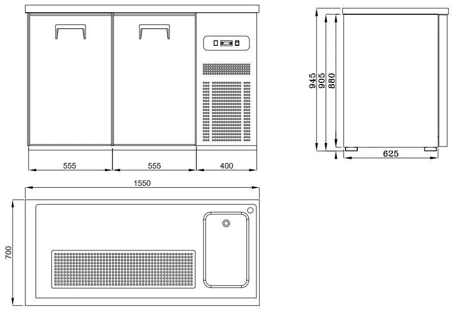 Combisteel Double Door Bottle Cooler Beer Tap Counter – Stainless Steel 430 – Full Bar Unit