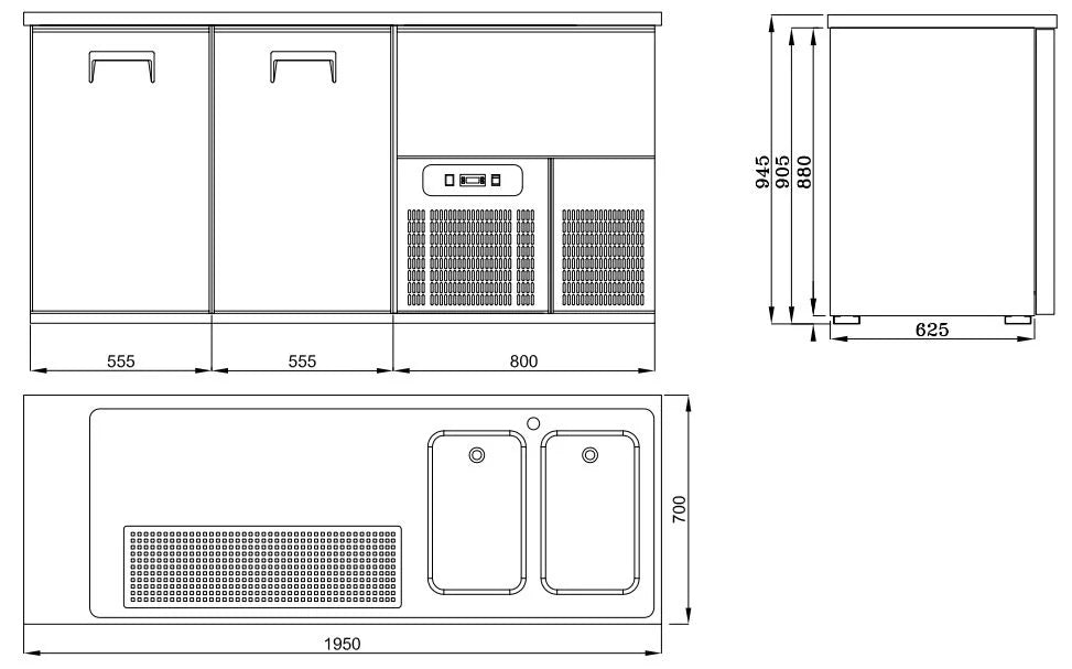 Combisteel Beer Counter 2 Doors 2R – Stainless Steel 430 – Space for 1 Keg per Door
