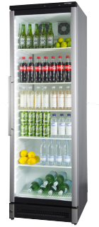 Vestfrost M 180 Glass Door Upright Fridge – 1 Door Display Chiller, 381L, LED Lighting, ECO Energy Saving, Lockable, Silver