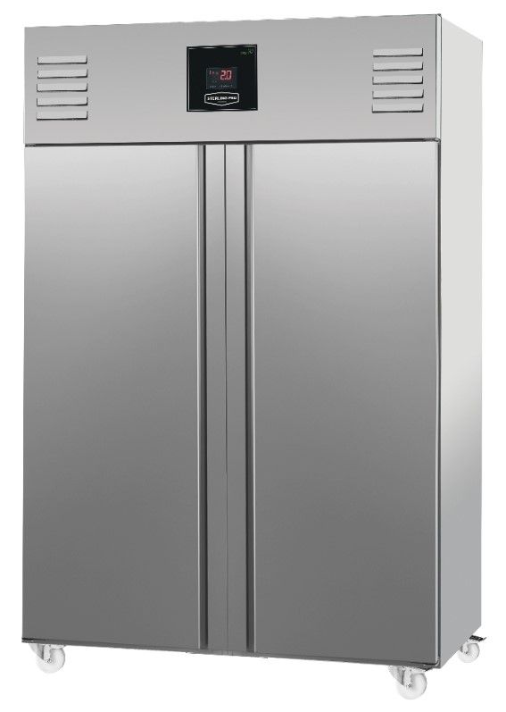 Sterling Pro Vantage XPI142V Double Door Storage Cabinet Fridge – 1400L Stainless Steel, Forced Air Cooling, Digital Display, Made in Europe