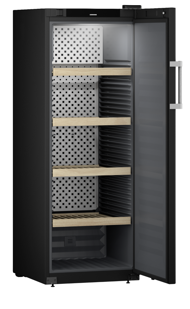 Liebherr WSbli 5031 Upright Wine Fridge – 196 Bottle Capacity, Black, Precision Temperature +5°C to +20°C, Wooden Shelves