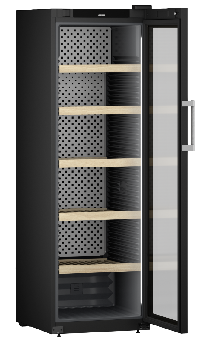 Liebherr WPbli 5231 Upright Wine Fridge, 229 Bottle Capacity, Black, +5°C to +20°C, Wooden Shelves