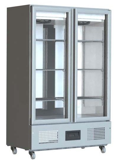 Foster FSL800G/11-172 Slimline Glass Double Door Upright Refrigerated Cabinet – 800L, Stainless Steel