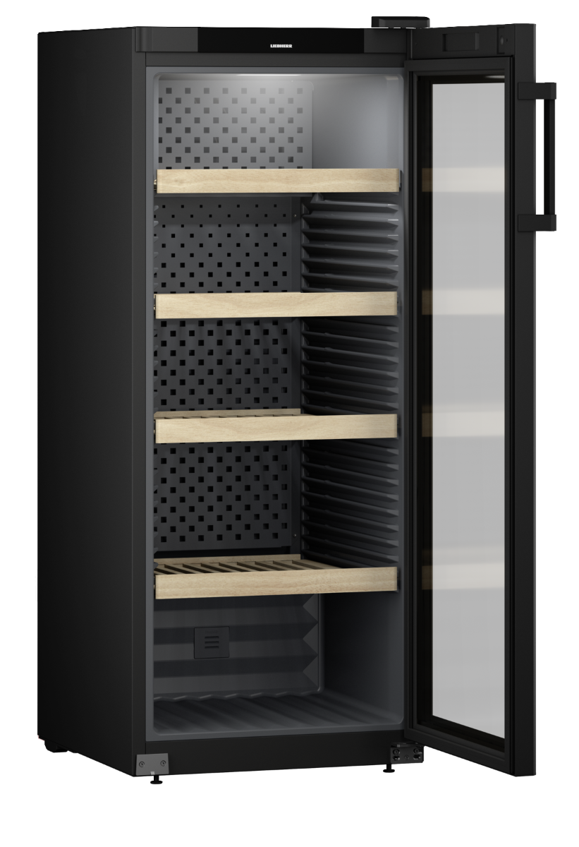 Liebherr WPbl 4601 Upright Wine Storage Fridge, 166 Bottle Capacity, Black Finish, Precision Temperature Control