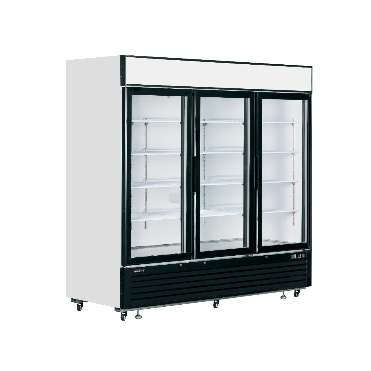 TEFCOLD LGF7500 Triple Glass Door Display Freezer – Fully Automatic, Fan Assisted, LED Lit, Heated Glass, Stainless Steel Base, Adjustable Shelves – White, -25°C to -14°C