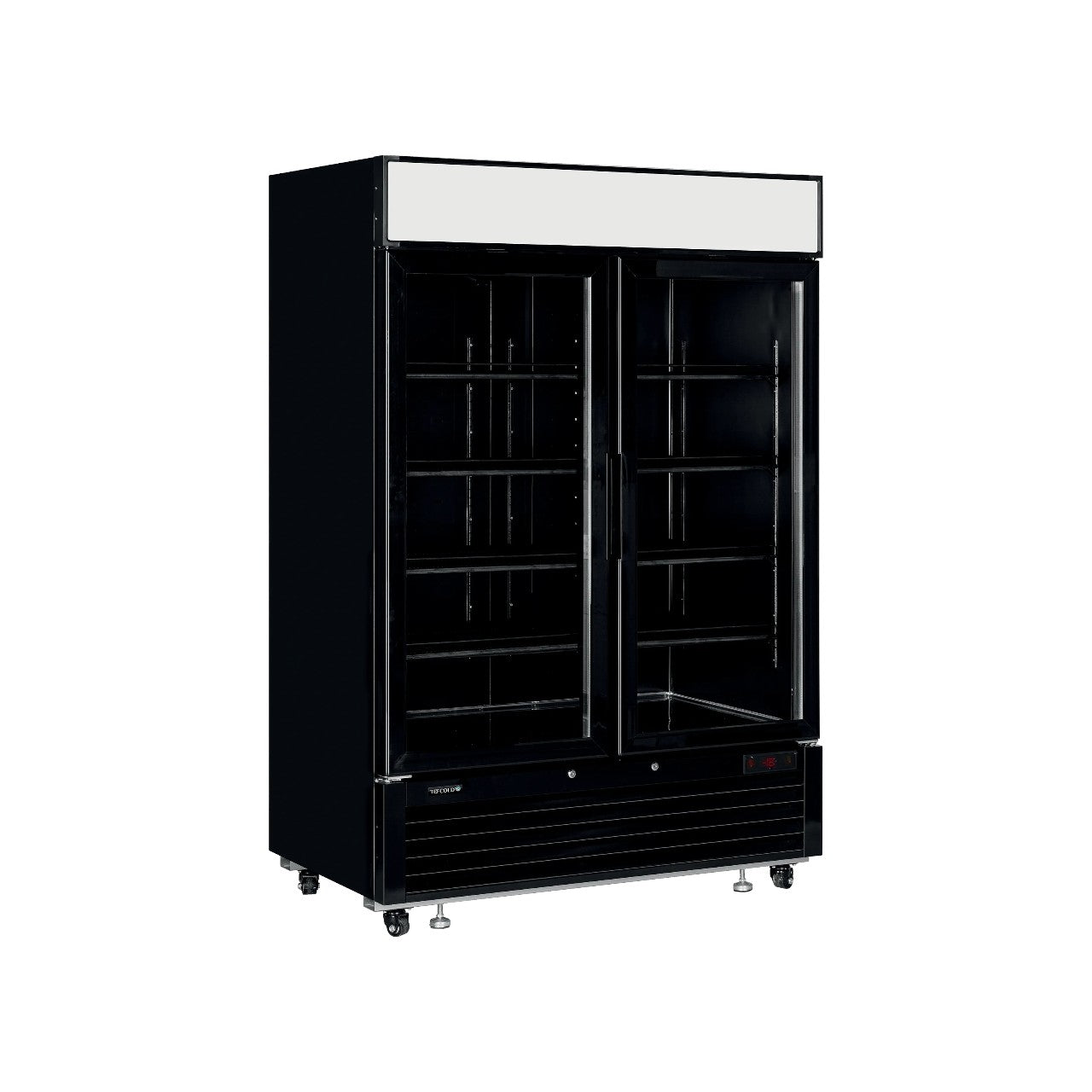 TEFCOLD LGF5000 Black Glass Door Display Freezer – 2 Hinged Doors, LED Lighting, Fan-Assisted Cooling, Heated Glass, 922L Net Capacity