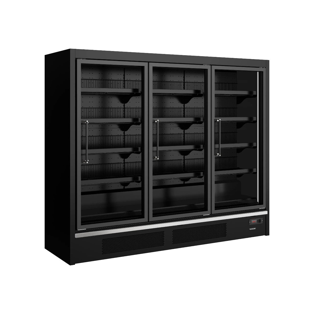 Galaxy+ GPF3D 3-Door Glass Door Freezer – Black, Heated Triple-Glazed Doors, Adjustable Shelves, Ventilated Cooling
