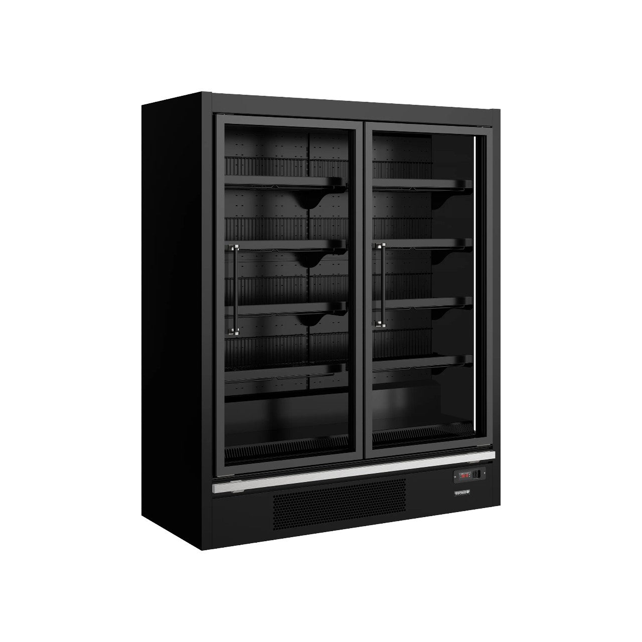 Galaxy+ GPF2D Black Glass Door Freezer – 2 Hinged Heated Doors, Ventilated Cooling, LED Interior, Adjustable Shelves, -18°C to -15°C