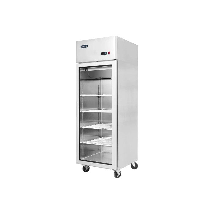 Atosa YCF9401GR Slimline Glass Door Upright Commercial Fridge – 410L Stainless Steel, Single Door, LED Display