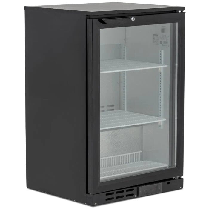 Blizzard BAR1 Single Door Black Bar Bottle Cooler – 128L Back Bar Fridge with LED Lighting, Digital Temperature Control & Adjustable Shelves