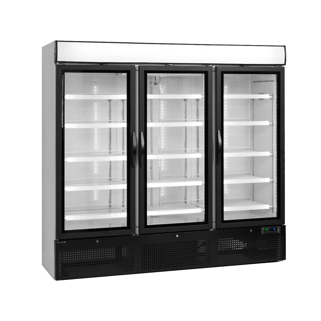 TEFCOLD NC7500G Triple Door Glass Merchandiser | Fan Assisted Cooling | LED Canopy & Interior Lighting | Lockable | 1784L Display Cooler