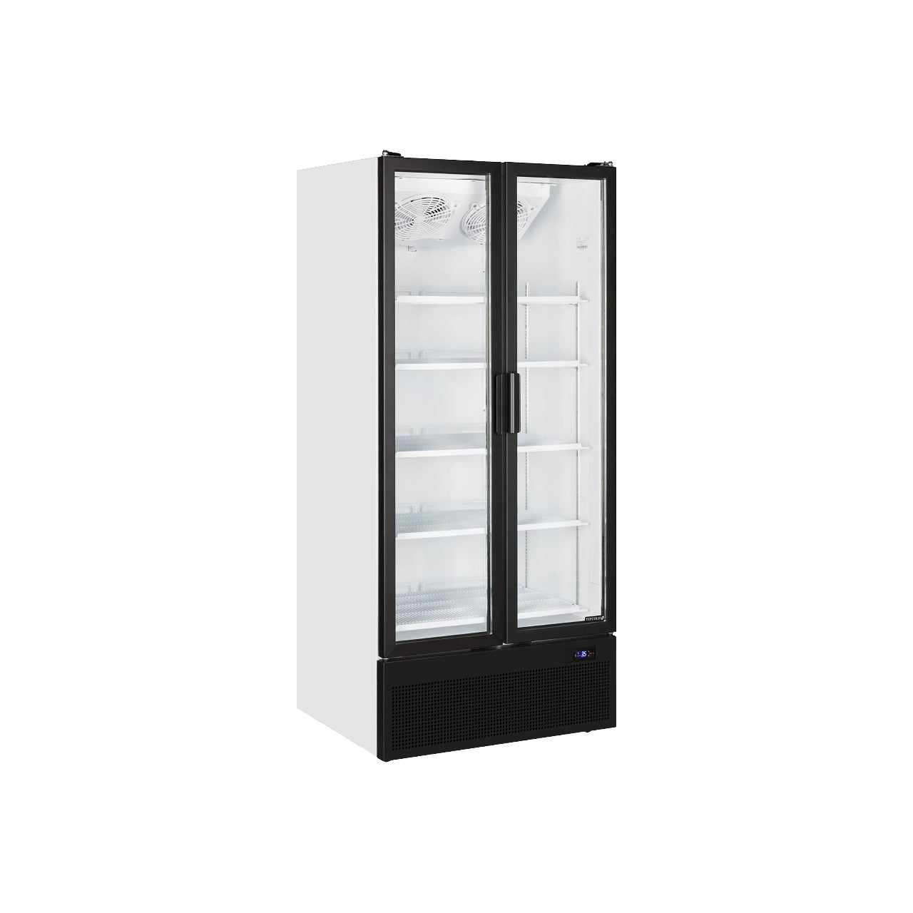 TEFCOLD FS890H Double Glass Door Merchandiser – 535L Ventilated Display Chiller with LED Lighting, Adjustable Shelves, and R290 Refrigerant – White