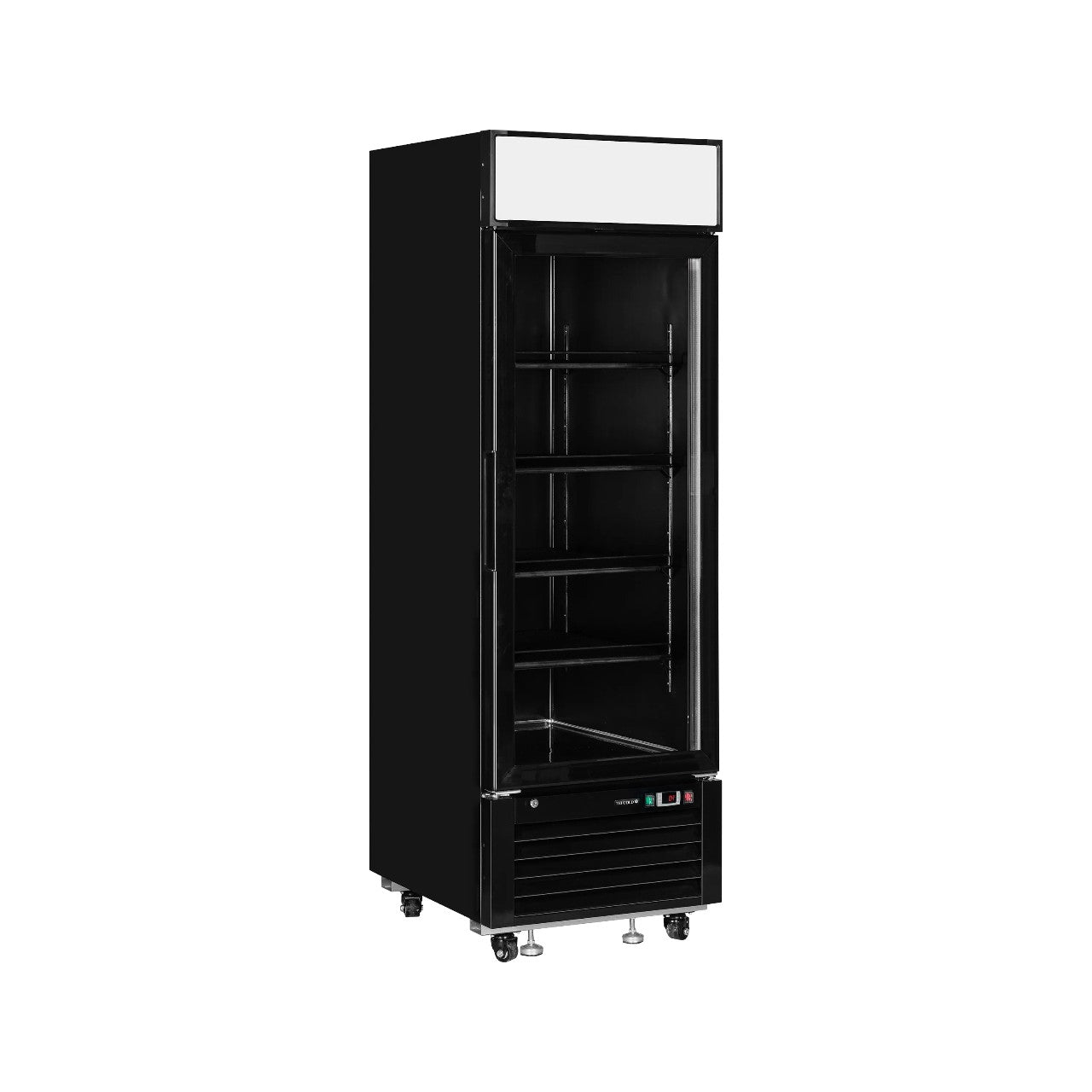 TEFCOLD LGC2500B Glass Door Merchandiser | Black Refrigerated Display Cabinet with LED Lighting & Adjustable Shelves | Energy Efficient Chiller + Automatic Defrost