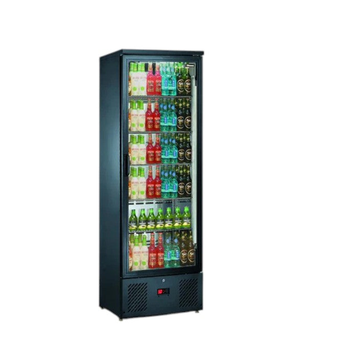 Blizzard Black Upright Bottle Cooler | Stainless Steel Interior, LED Lighting & Lockable Door