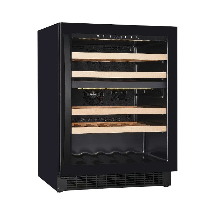 Combisteel 119L Dual Zone Wine Cooler – LED Lighting, Ventilated Cooling, 4 Grids, Automatic Defrost, Black