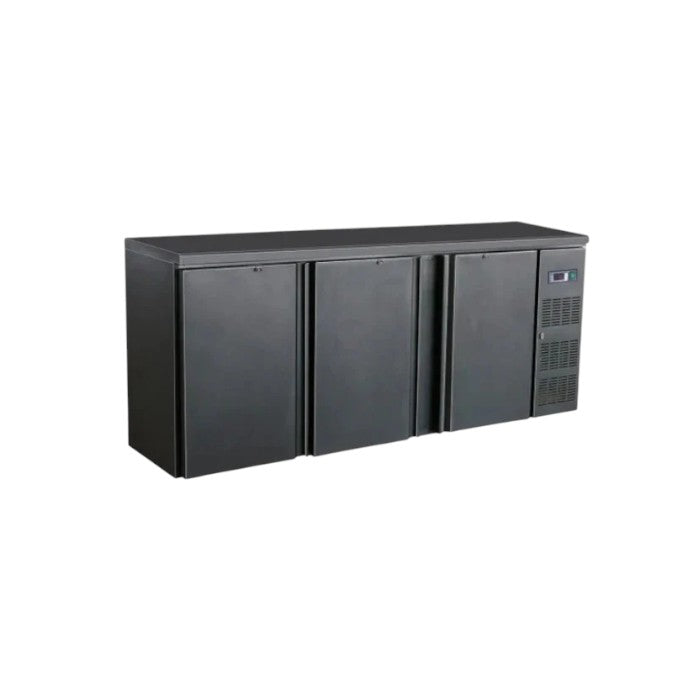 Combisteel 3-Door Black Bar Cooler – 537L Stainless Steel Interior, Lockable, +0°C to +10°C, Standard Line