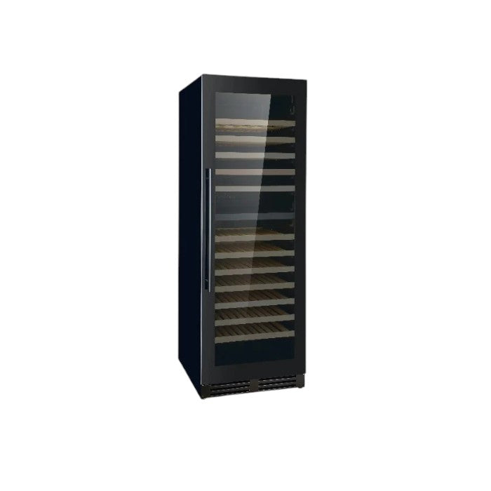 Combisteel 379L Dual Zone Wine Cooler – 165 Bottles, Black Laminated Exterior, Frameless Glass Door, Adjustable Wooden Shelves