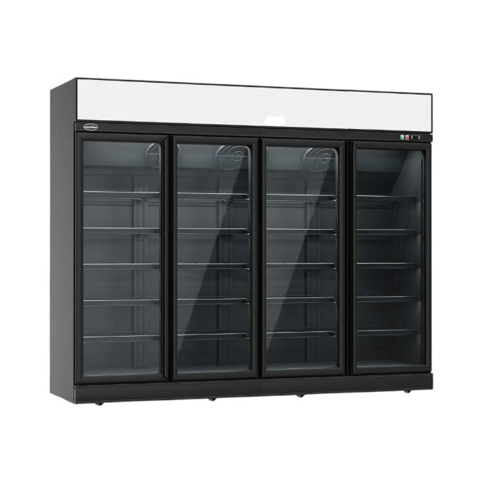 Combisteel 4-Door Hinged Glass Display Fridge Merchandiser – Black – 2060L Large-Capacity Commercial Refrigerator