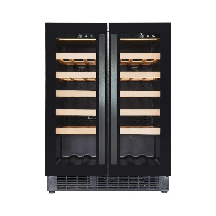 Combisteel 40-Bottle Dual Temp Wine Cooler – Single Door, LED Lighting, Ventilated Cooling, Automatic Defrost, Black