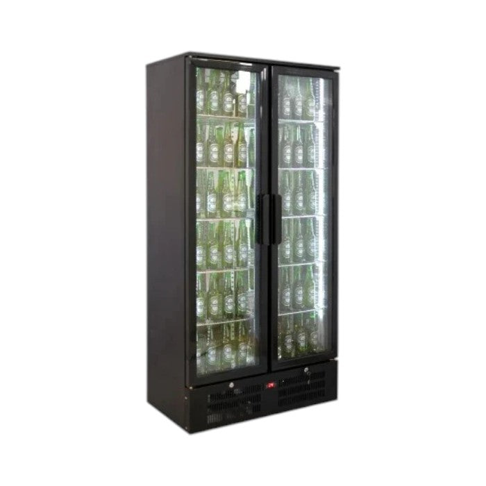 Combisteel Backbar Cooler High MVC-458 – 458L Ventilated Black Stainless Steel Refrigerated Display with LED Lighting and Lockable Doors