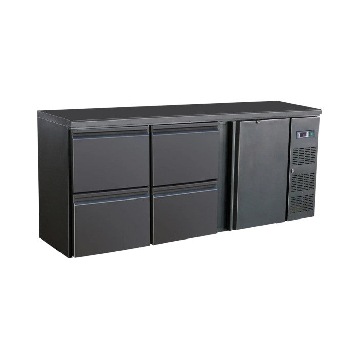 Combisteel Barcooler Black 1 Door and 4 Drawers – 537L, LED Lighting, Digital Operation, Ventilated Cooling