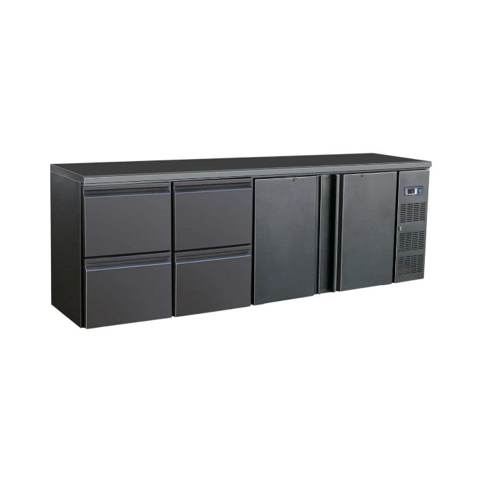 Combisteel Barcooler Black 2 Doors and 2 Drawers – 698L, Digital Display, Ventilated Cooling, Automatic Defrost