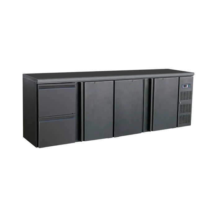Combisteel Barcooler Black 3 Doors & 2 Drawers | 698L Capacity | Digital Display | Ventilated Cooling