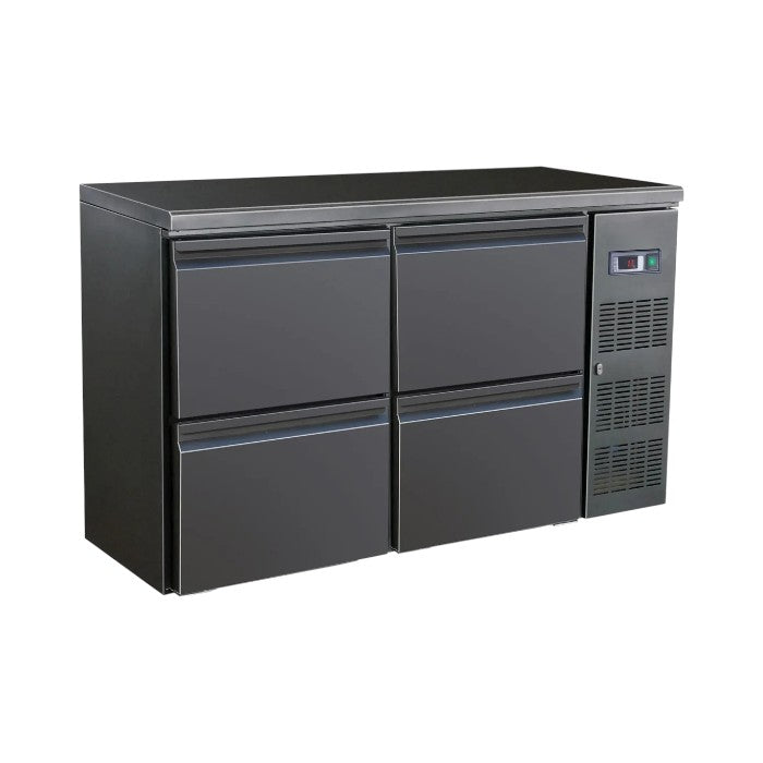 Combisteel Barcooler Black 4 Drawers | 350L Capacity | Digital Temperature Control | LED Lighting