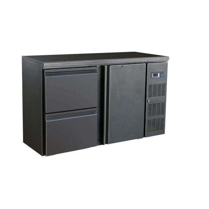 Combisteel Barcooler Black – 1 Door & 2 Drawers – 350L – LED Lighting – Digital Display