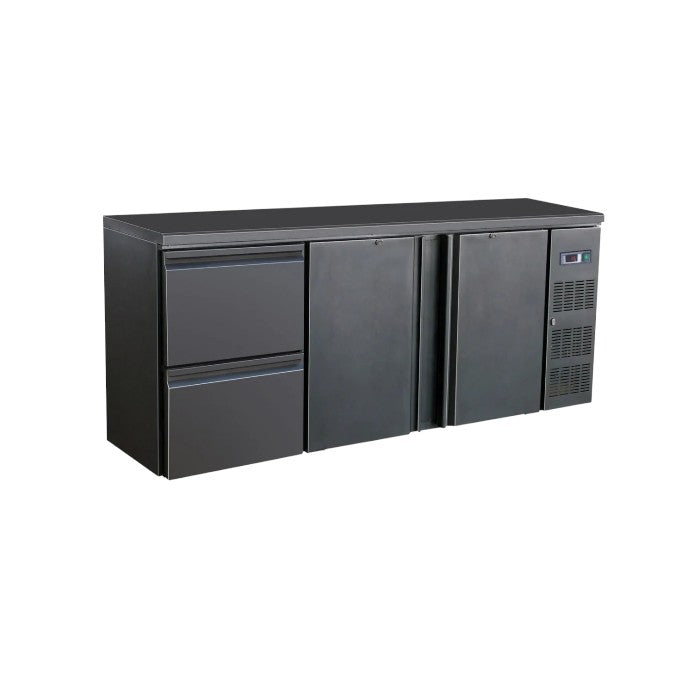 Combisteel Black Bar cooler – 2 Doors & 2 Drawers, 537L – LED Lighting, Digital Display, Ventilated Cooling