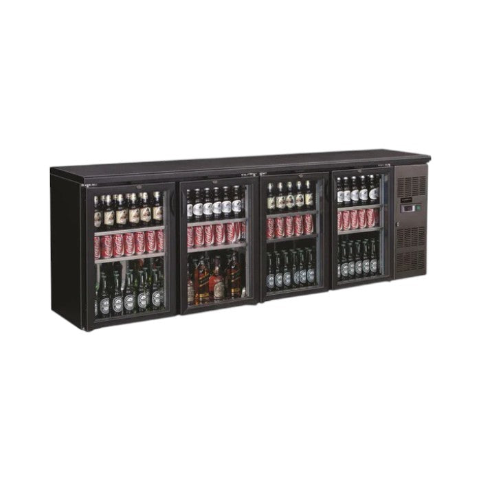 Combisteel Glass Door Black Backbar Cooler – 698L, LED Lighting, Ventilated Cooling, Lockable