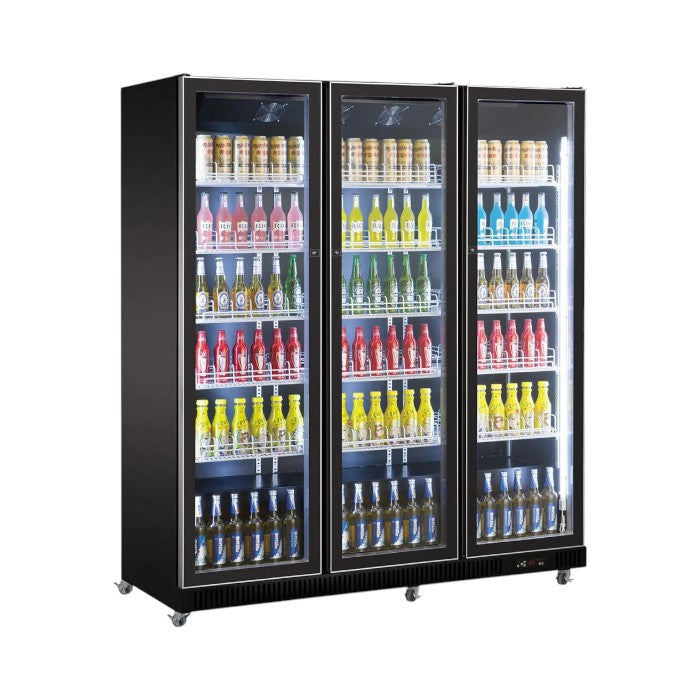 Combisteel Triple Glass Door Display Fridge 1065L, Black