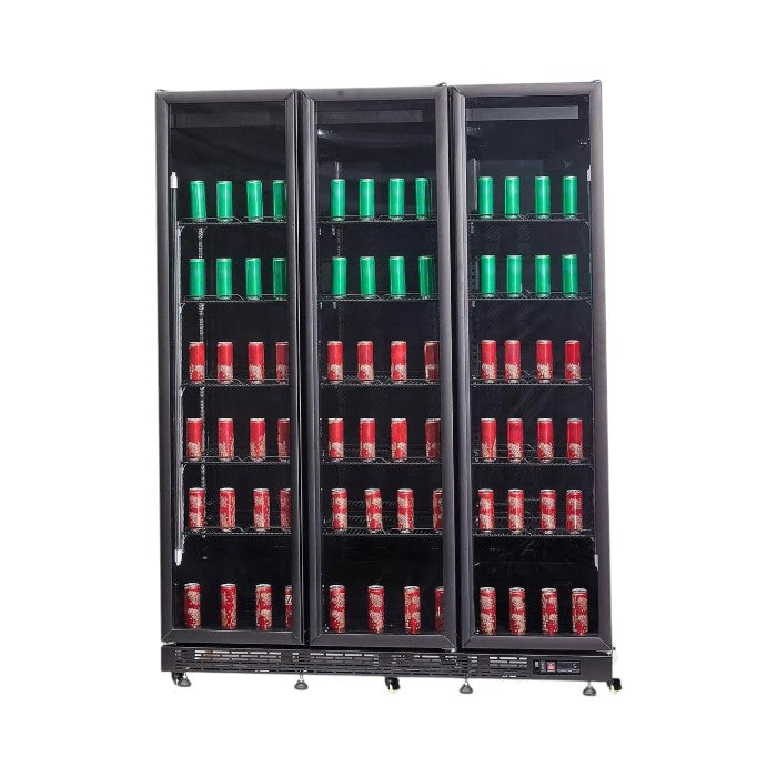 Combisteel Triple Glass Door Display Fridge Merchandiser, 1200L, Black