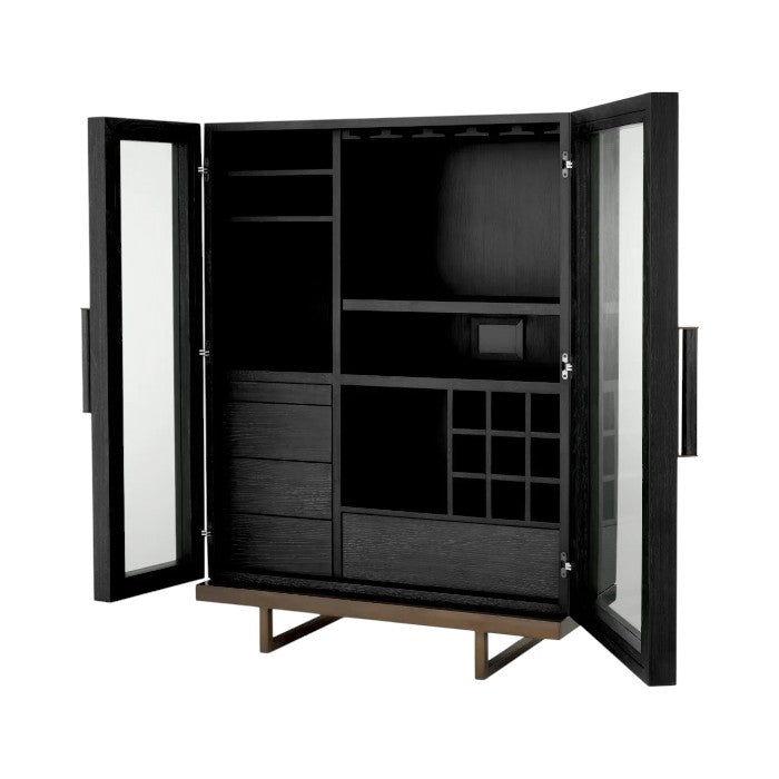 Connaught Solid Wood Bar Cabinet with Glass Doors | Elegant Wine & Spirits Storage