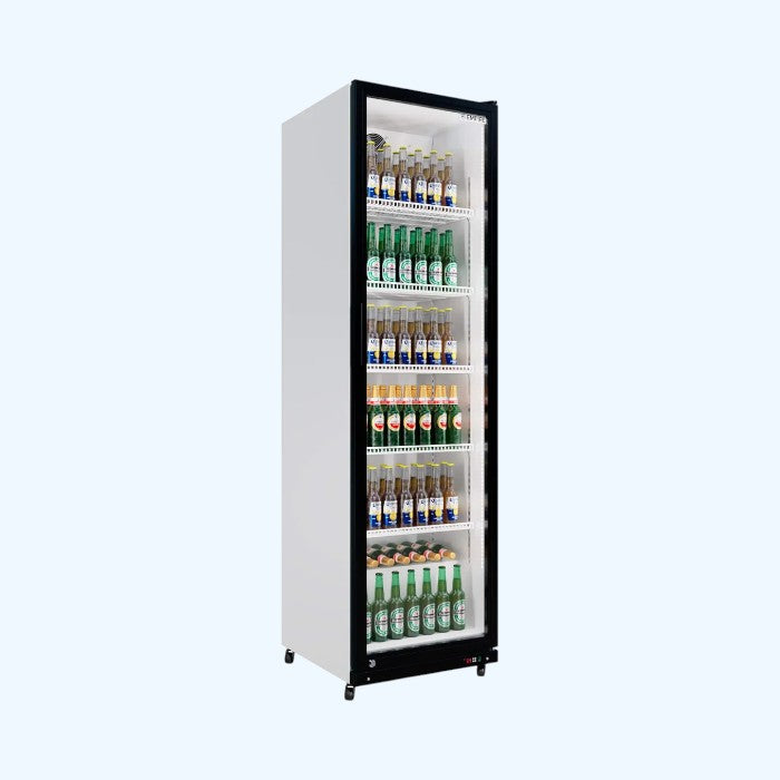Empire Single Door Upright Display Cooler 390L | Commercial Glass Door Fridge Merchandiser with LED Lighting & Digital Temperature Control